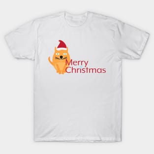 Merry Christmas with Cute Cartoon Cat T-Shirt